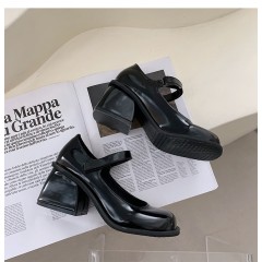 Black Retro Thick Heeled Leather Shoes For Women In The Summer Of 2022, New Fashion French Ins Trend, Popular Single Shoe From Mary Jane