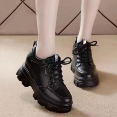 Women's  Spring New Single Shoe Versatile Shoes With Heightened Leather Surface Casual Shoes, Heightened Small White Shoes, Sports Women's Shoes